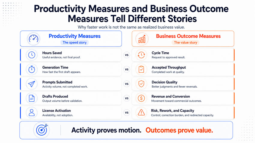 productivity measures and business outcomes measures tell different stories